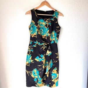 Banana Republic Sleeveless Ruffle Waist Blue & Yellow Floral Dress Size 2